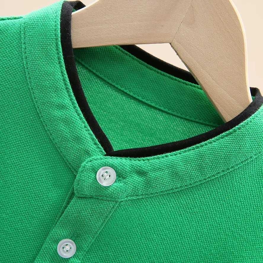 2024 New Years Childrens Polo Shirt 100% Cotton Stand up Collar Childrens Long Sleeve Top Suitable for School Uniforms for Teenagers and Boys Aged 4-1