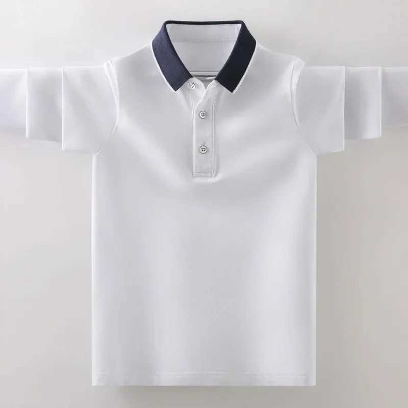 Childrens polo shirts for spring and autumn fashion childrens casual long sleeved tops teenagers boys clothing for 5-14 years W241223