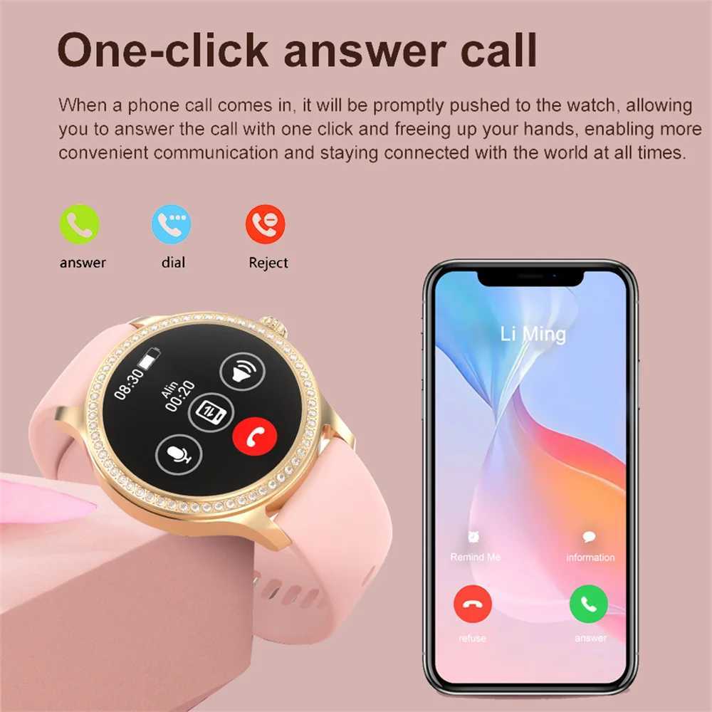 Diamond-studded Smart Watch 2024 For Wen Lovely Steel Sport Watch Call Fitness bracelet Rate Ladies Smartwatch Z241218