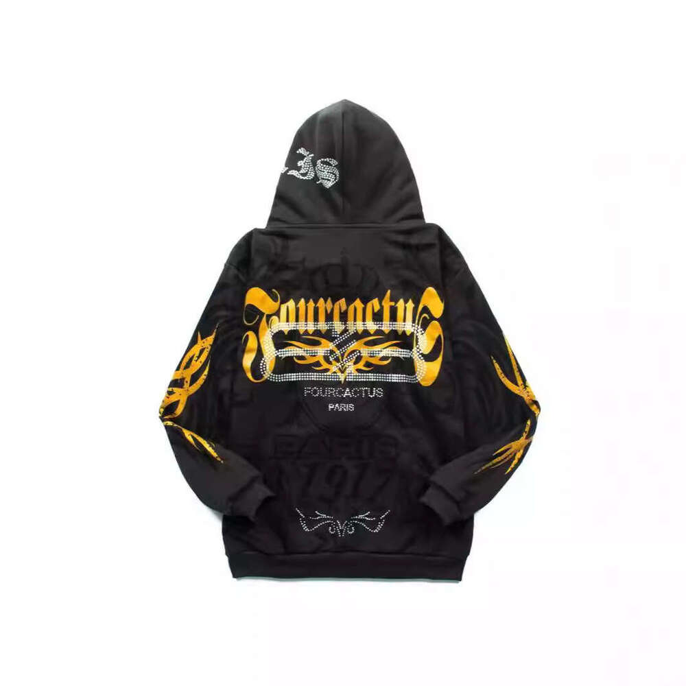 High Street Men's and Women's Winter New Gothic Letter Dark Style Zipper Long Sleeve Hoodie Coat