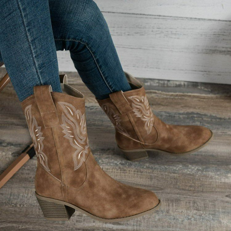 Ddmywed 2023 New Western Women's Long Tube Embroidered Cowboy Knight Boots Chinese Brand Shoes F1224-51 ddmythur