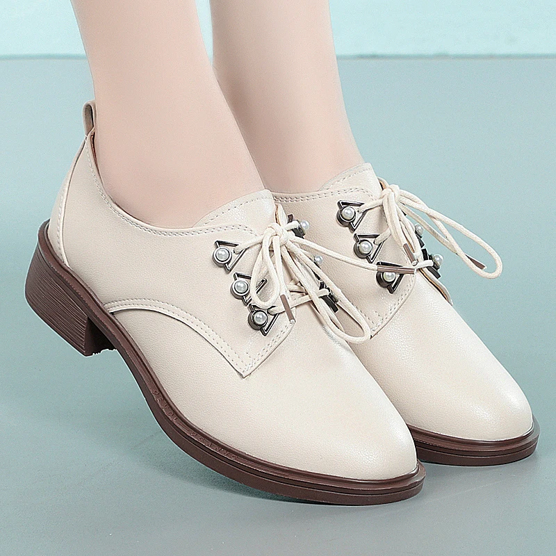 AIYUQI Ladies Shoes Large Size Genuine Leather Casual Women Oxford Shoes British Style Lace-up Shoes Women