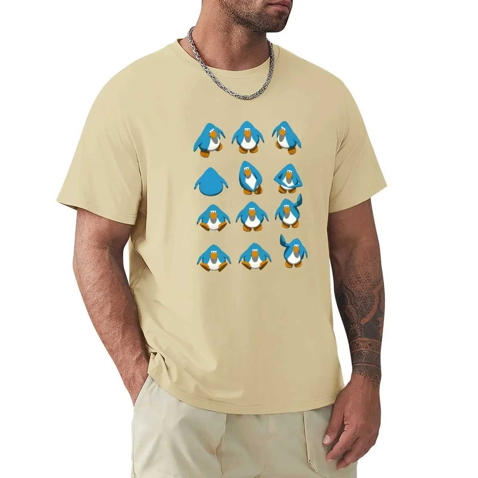 Ordinary oversized mens T-shirt casual style club penguin default dance T-shirt street mens clothing harajuku W241223