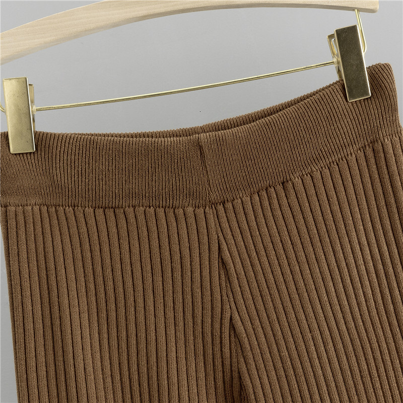 New Spring Autumn Knitted Pullover Sweater Wide Leg Pants Sets For Women 2 Pieces Home Suit Women's Clothing