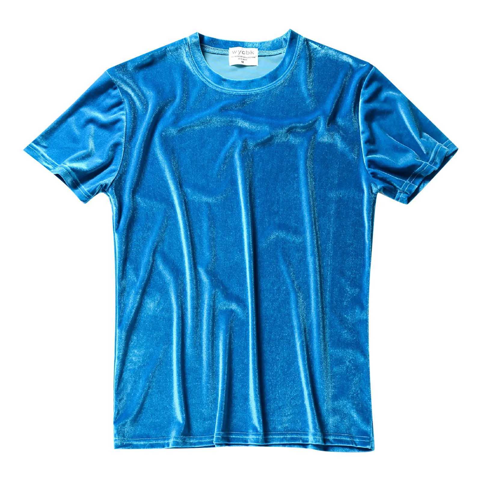Velvet short sleeved T-shirt mens solid color slim flat T-shirt multi-color comfortable T-shirt mens T-shirt W241223