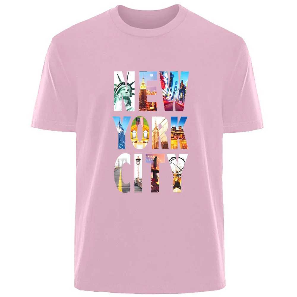 Creative Simple New York Printed Summer High Quality Mens Wear 100% Cotton Breathable T-shirt Casual Fashion Mens Wear W241223