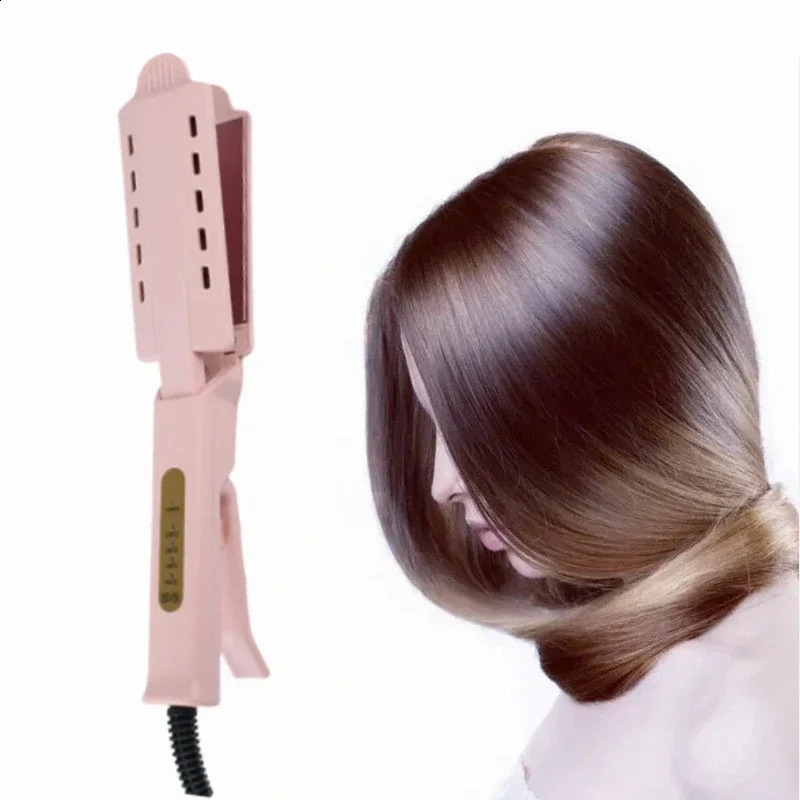 Wide Plate Ionic Flat Iron Pink Hair Straightener Adjustable Temperature 4 Gear Wet Dry Heats Up Professional Hair Straightener 241224