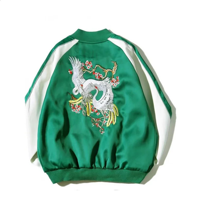 Japanese spring autumn ins crane y jacket female Yokosuka couple baseball uniform student contrast color youth 241218
