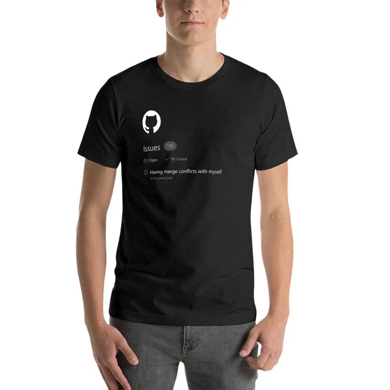 Github issue - Conflict with merging ones own T-shirt summer clothing black shirt flat T-shirt mens T-shirt W241223