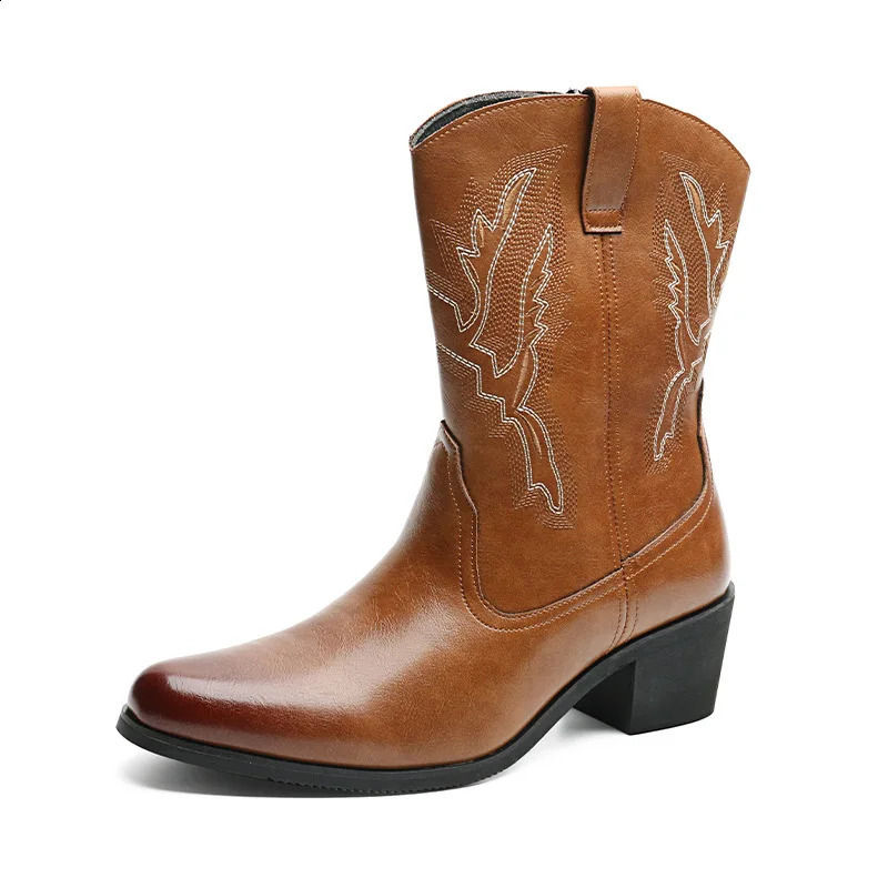 Mens Classic Retro Western Cowboy Boots Mens High Fashion Embroidered Small Leg Boots Mens Casual Shoes 241223