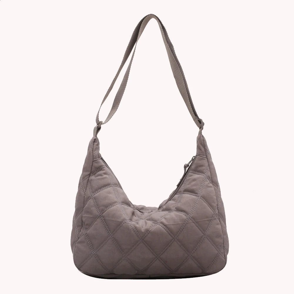 Women Puffer Satchel Bag Solid Color Quilted Diamond Lattice Tote Bag Adjustable Strap Large Capacity Soft Daily Bags 241224