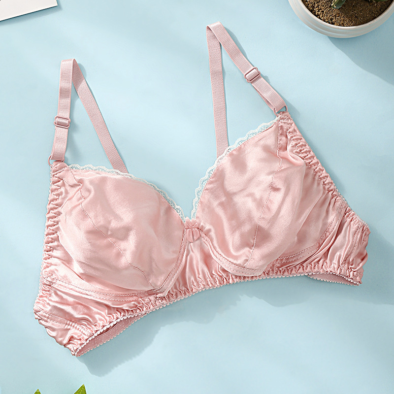 Thin silk bra double-sided mulberry silk bra seamless bra womens plus size breathable bra no sponge no steel ring 201202