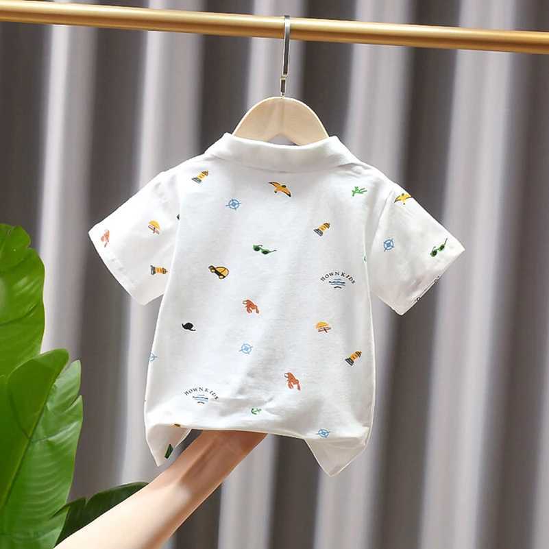 Summer Boys 2024 Fashion Collar Childrens Breathable White Sailing Polo Shirt Short Sleeve 2-6 Years Old W241223