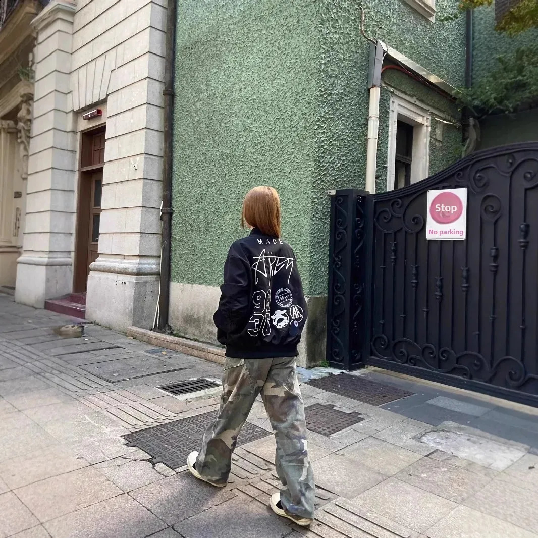Vintage American Style ed Mens And Womens Loose Fit Versatile Aviation Jacket Niche n Sensibility Trendy Basebal 241224