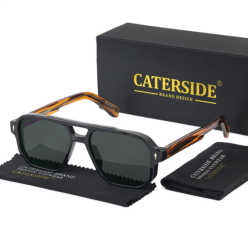CATERSIDE Retro Punk Sunglasses Men Flat Top Double Bridges Sun Glasses Women Driving Travel Party Eyeglasses 241224