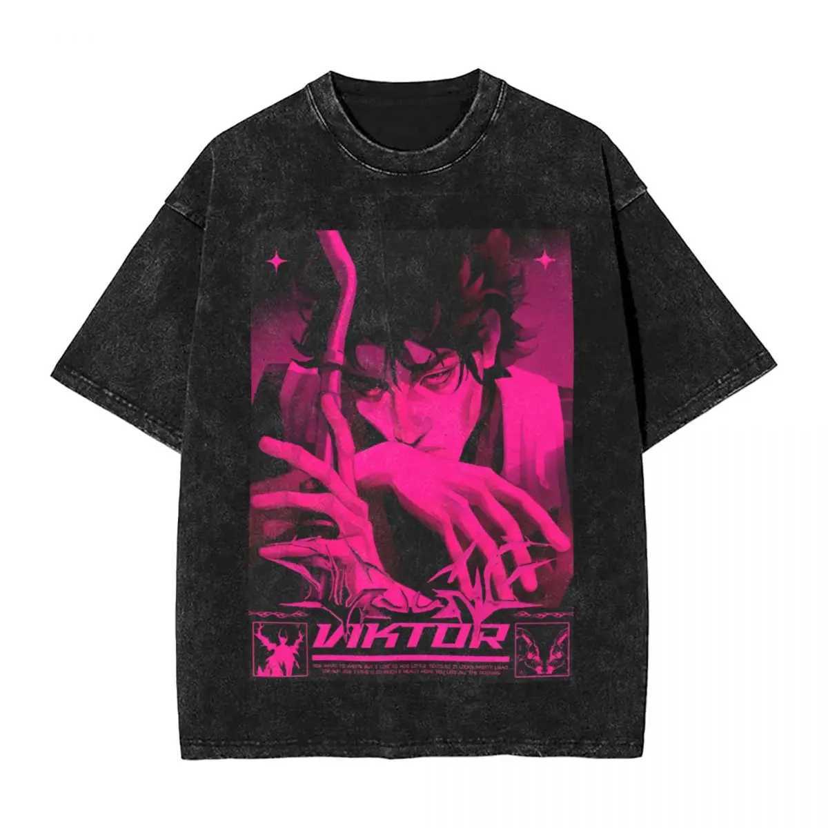 Extra Large Washable T-shirt Viktor Simple T-shirt Anime Mystery Trend T-shirt Mens Beach Y2K Fun Casual Top W241223