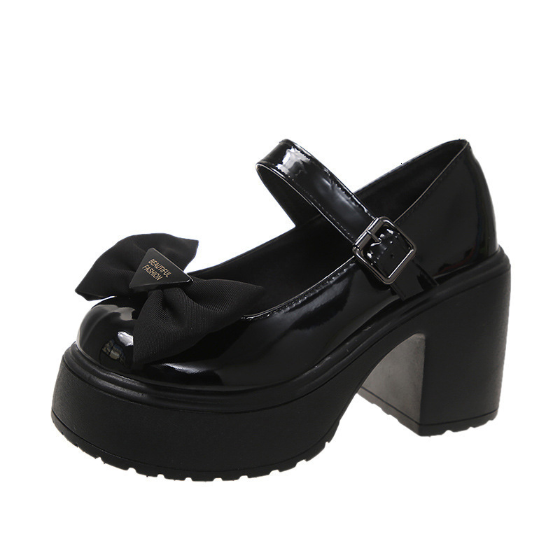 Heeled High Ddmywed Small Leather New Spring And Autumn Season JK Clothing Plus Size Mary Jane Butterfly Bow Single Shoes For Women Chinese Brand F Dd