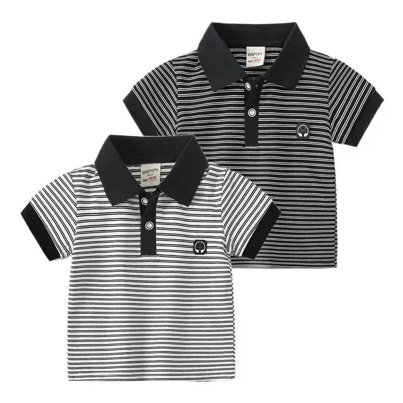 Summer boys short sleeved T-shirt childrens striped polo shirt sliding breathable cotton available in 2 colors age 3-8 W241223