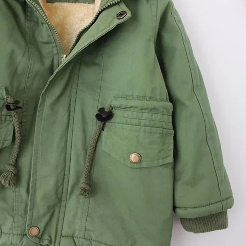 Winter Children Down Parkas 2-9Y European Style Boys Girls Warm Outerwear Color Green Blue Hooded Coats For Girls 241223