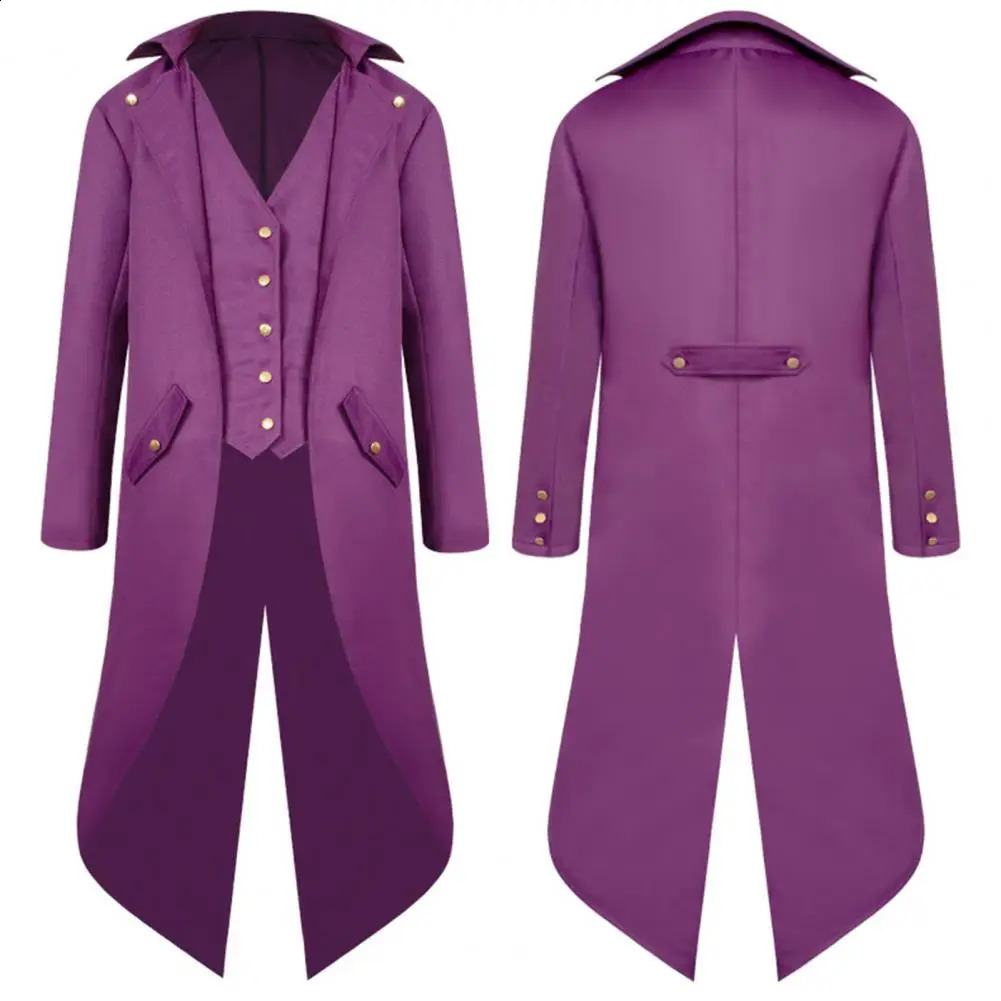 Gentleman Tailcoat Gothic Outerwear Single Breasted Split Tuxedo Coat Steampunk Medieval Victorian Cosplay Halloween 241220