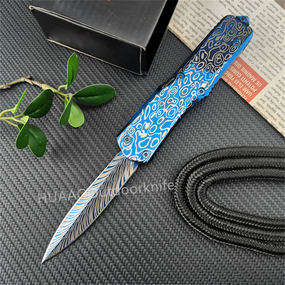 High Quality Micr Assisted Pocket 440C Blue Titanium Blade Zinc Aluminum Alloy Handle Outdoor Multifunction Hunting Knife 3300 3400 4850 Men Collector