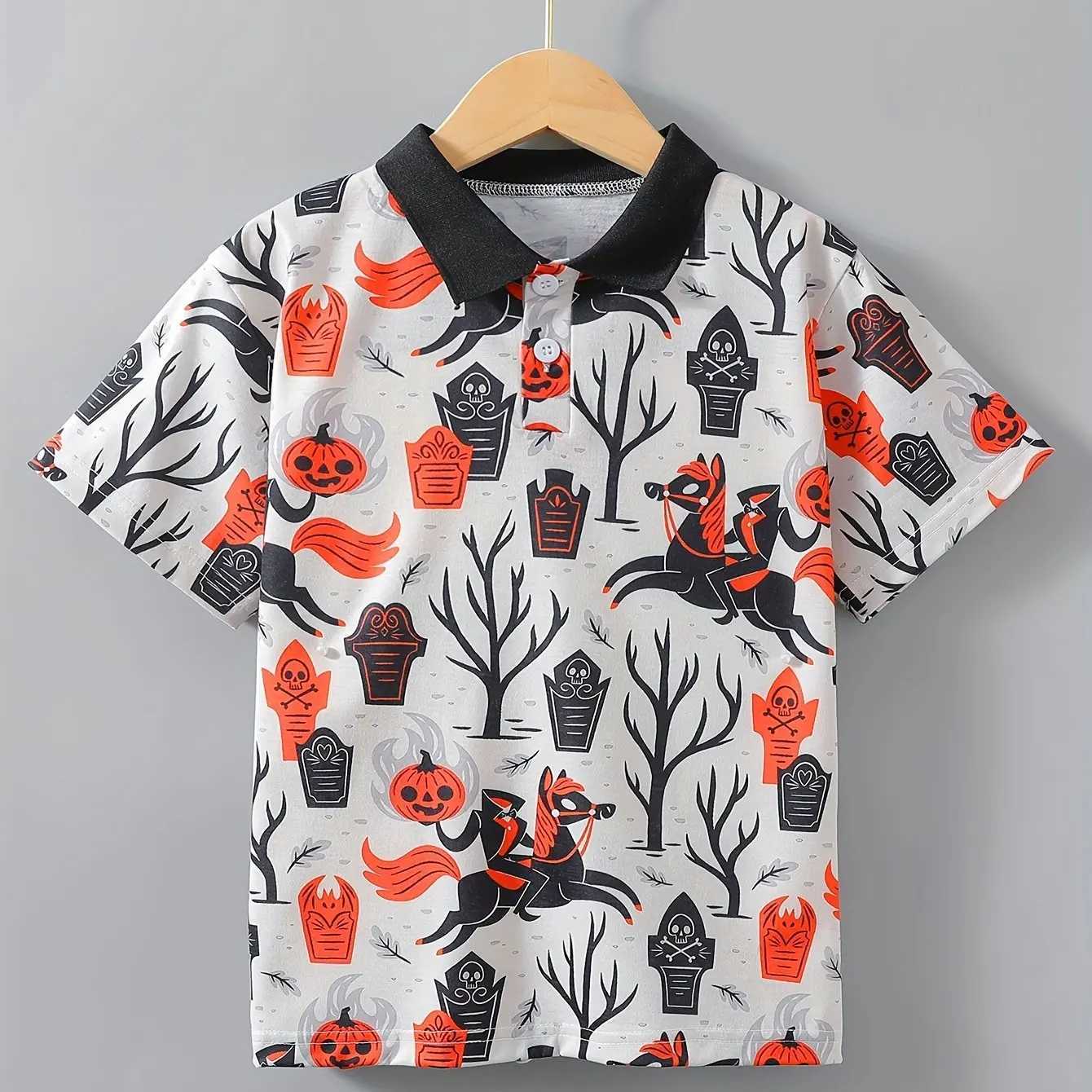 Childrens Polo Fashion 3D Printing Leisure Holiday Sled Boys Shirt Top Summer and Spring Outdoor Boys Polo Shirt Clothing W241223