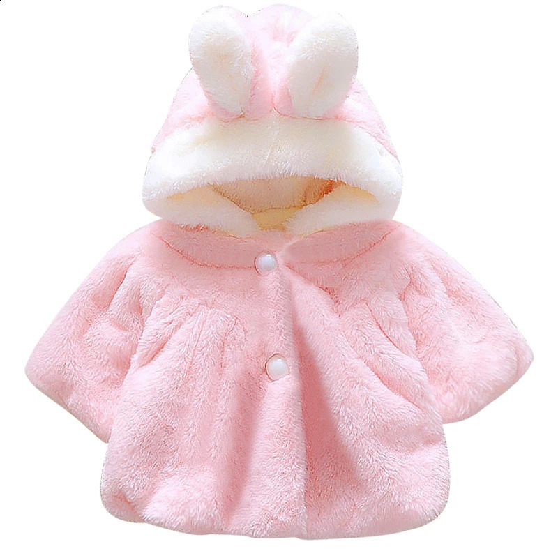 Autumn Winter Outerwear Baby Girl Clothes Korean Cartoon Cute Fleece Hooded Warm Shawl born Jackets Kids Coats BC1898-1 241223