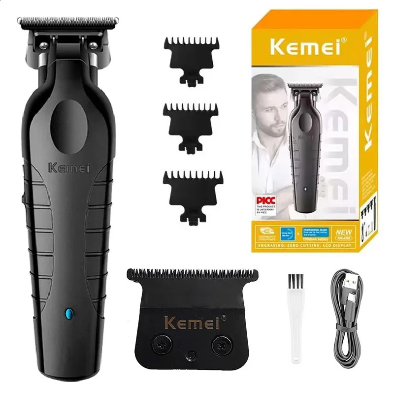 Kemei Zero blade Hair Trimmer Professional Beard Trimmer For Men Electric Clipper Rechargeable Hair Cutting Machine Barber Shop 241224