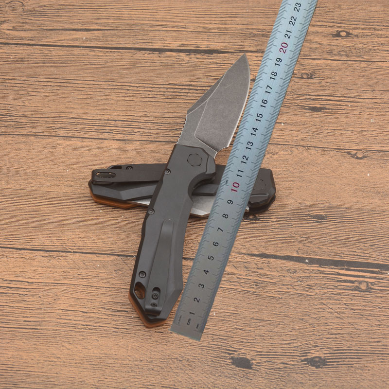 KS7851 Survival Tactical Knife CPM154 Stone Wash Drop Point Blade G10 with Aviation Aluminum Handle Outdoor Camping Hiking EDC Pocket Folder Knives