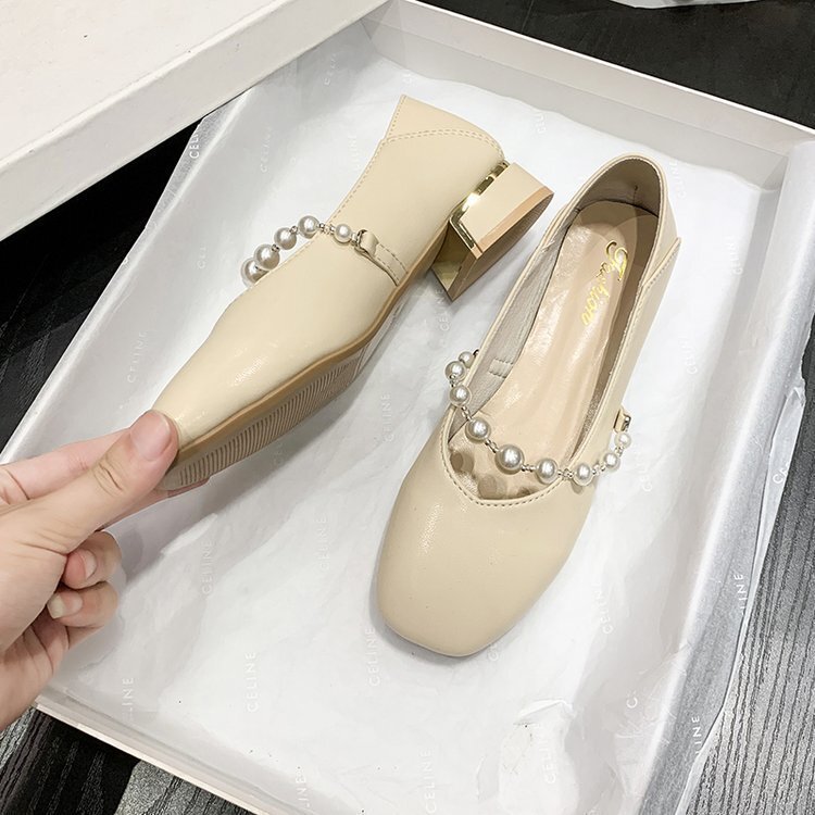 Shoe Ddmywed Single Women S Thick Heel Spring And Summer New Style Evening Breeze Gentle Lady Fairy Mary Zhen Shoes Pearl Soft Sole Chinese Brand F Dd