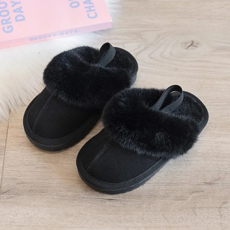 Children Indoor Slippers Thickened Warm Comfortable Non-slip Indoor Boots Artificial Leather Waterproof Plush Childrens Shoes 241223