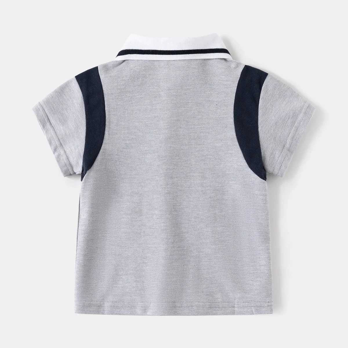 Summer boys short sleeved casual cotton color block T-shirt childrens printed letter polo shirt available for the first 3-8 years W241223