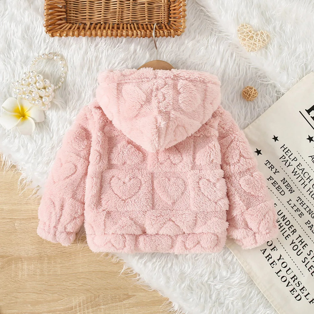 6 Months -3 Years Old Pink Hooded Baby Girl Long Sleeved Coat Windproof And Warm ChildrenS Clothing For Spring And Autum 241223