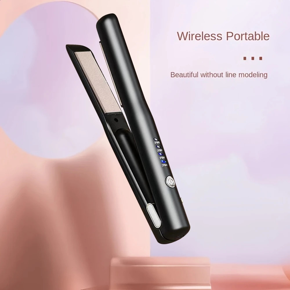 Flat Iron Mini 2 IN 1 Roller USB 4800mah Wireless Hair Straightener with Charging Base Portable Cordless Curler Dry and Wet Uses 241224
