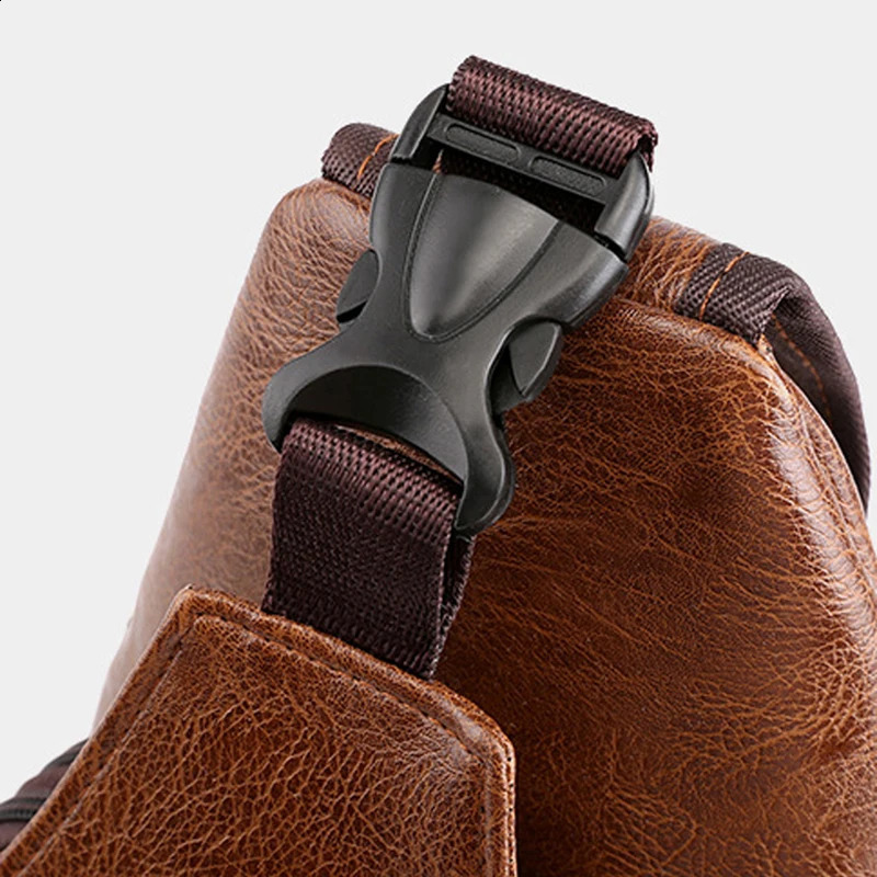 Fashion Messenger Bag Leather Men Chest Bag Vintage Crossbody Shoulder Bag Mens Business Sling Bags Casual Chest Packs 241224