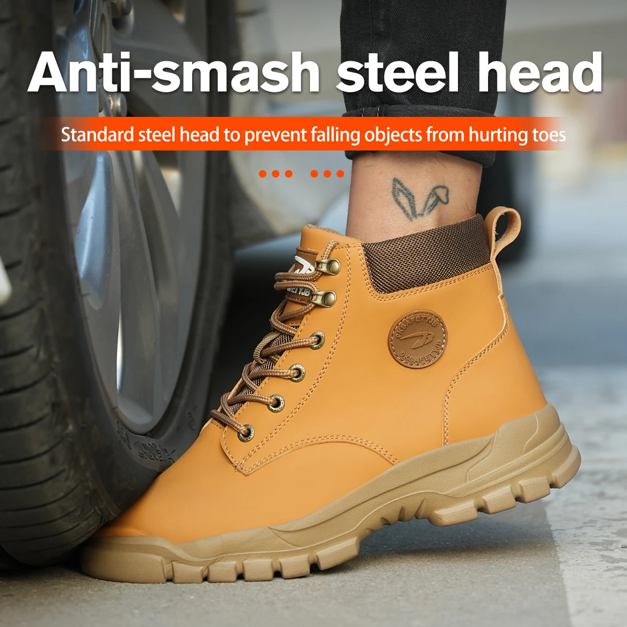 Top PU shockproof puncture resistant breathable and safe shoes 241223