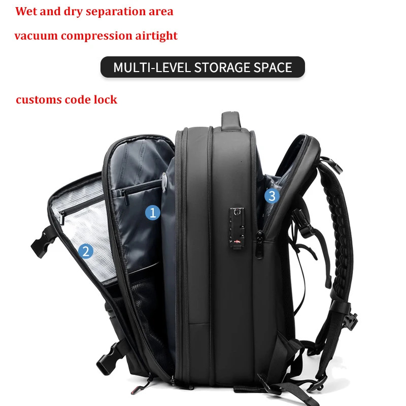 Travel Men 17 Inch Laptop Vacuum Compression Business Large Capacity School Expand Outdoor Backpack