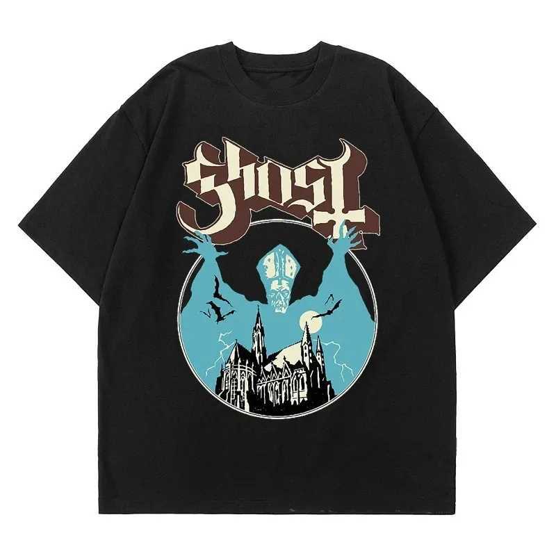 New Ghost Band T-shirt for Women Super Large Fashionable Cool London Singer Fans Must Have Summer Short sleeved Printed Rock Solid Black T-shirt W2412