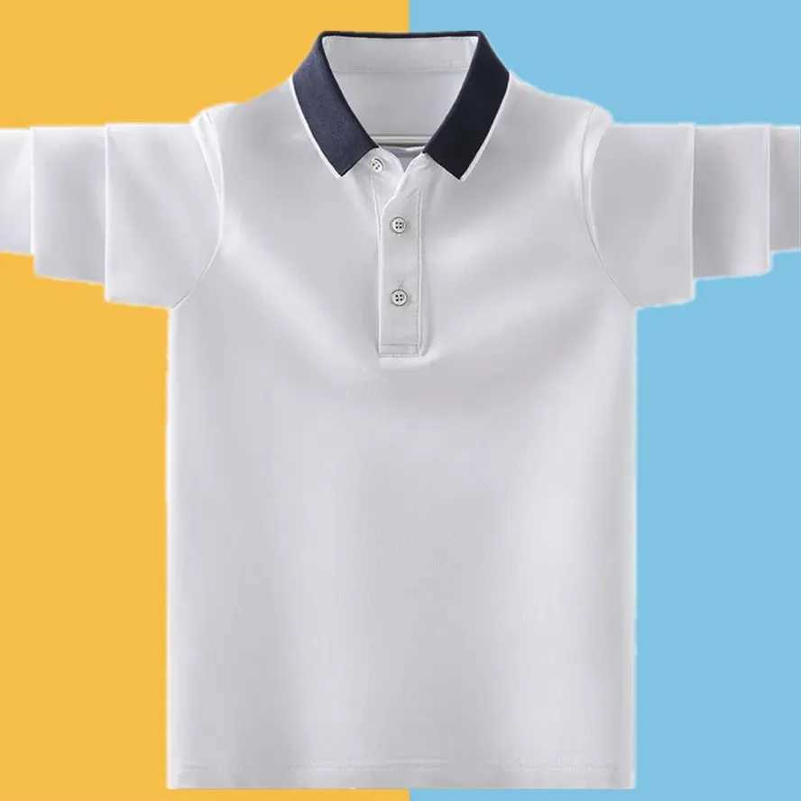 Childrens school uniform polo shirt spring and autumn childrens casual collar long sleeved shirt W241223