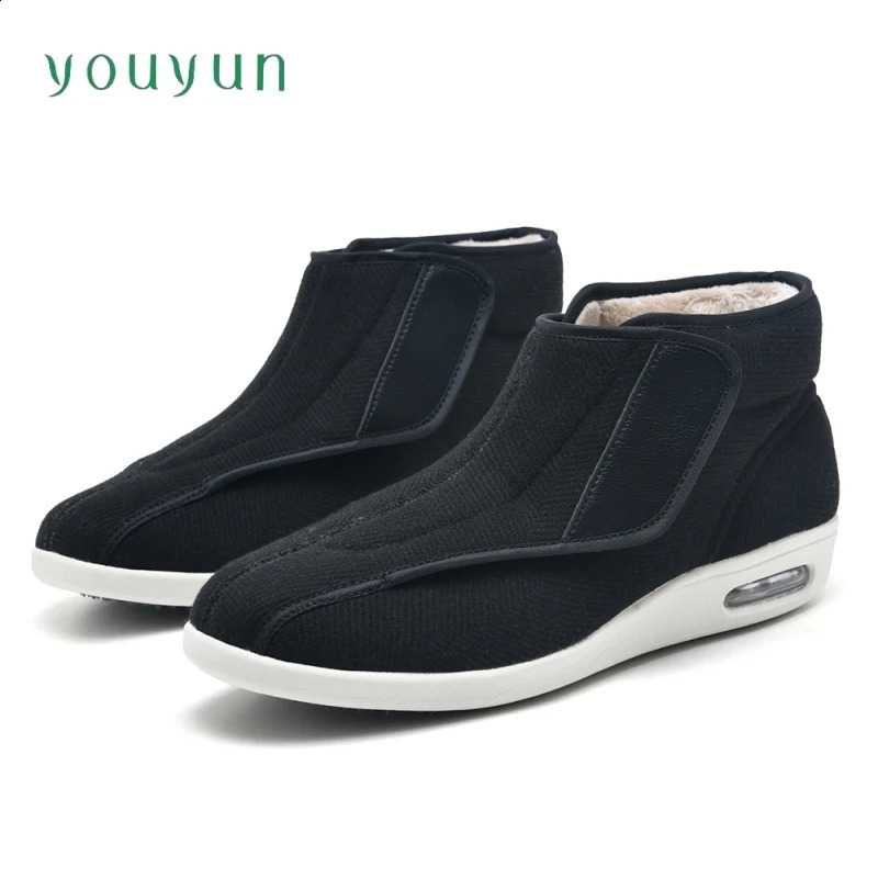 Winter high top leisure shoes for the elderly Super wide mens diabetes shoes Adjustable elderly upright walking shoes 241223