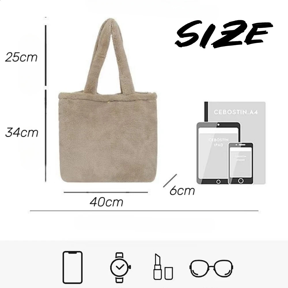 2025S New Free Shipping Designer Bag Womens Plush Underarm Winter Lamb Faux Fur Shoulder Solid Color Soft Fluffy Shopper Bags Large Capacity Casual To