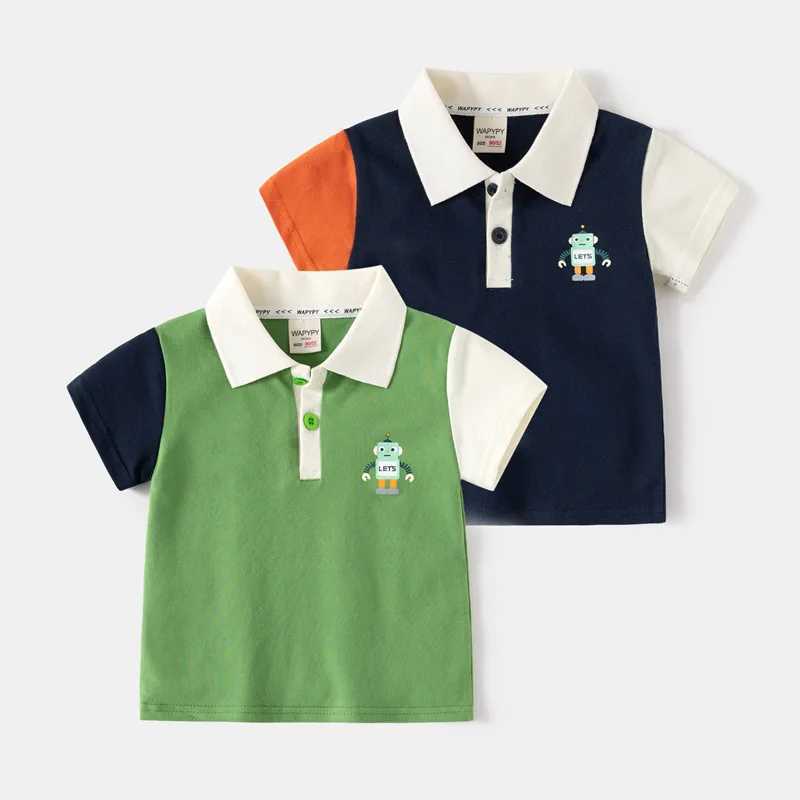 Boys polo shirt short sleeved summer patch work childrens top childrens T-shirt soft boys shirt clothing W241223