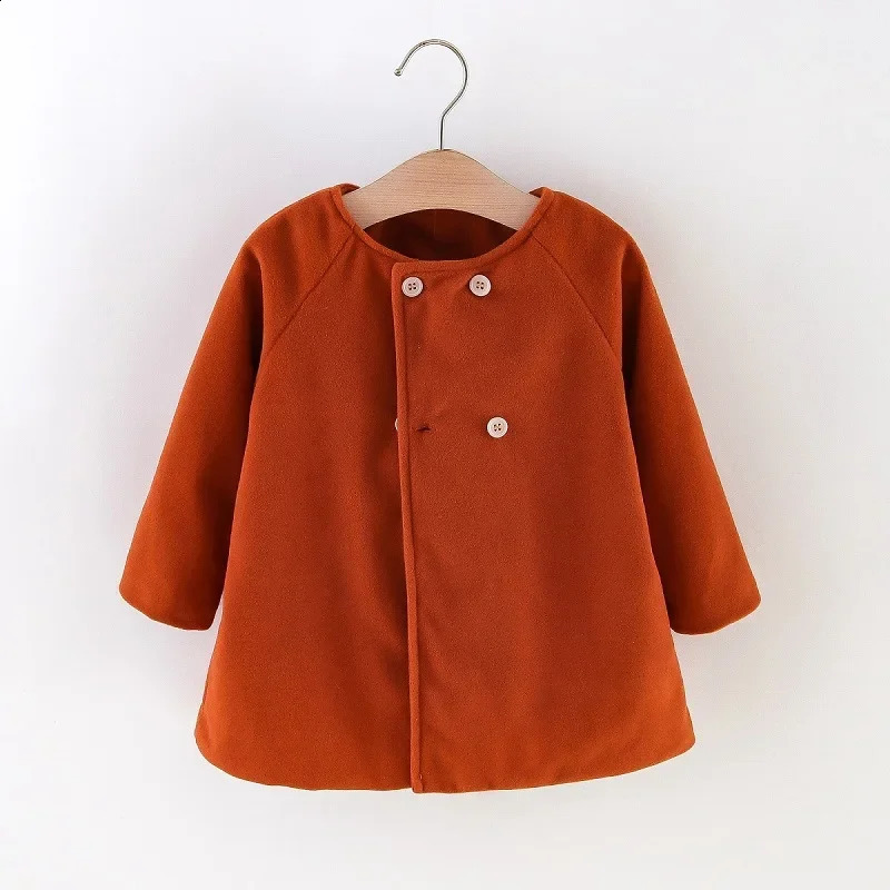 Autumn and Winter Fashion Solid Color Baby Girls Coat Korean Style Childrens Long Sleeve Clothing 0-3 Years Old 241223