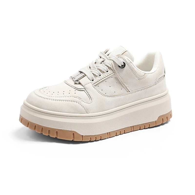 AIYUQI Women's Sneakers Shoes Thick Sole Fashion Retro Female Sneakers Flat Bottom Casual Shoes Women