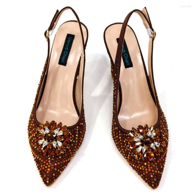 Designer Shoes And Bags Matching Set Decorate With Rhinestone Women Heel Luxury Sandals