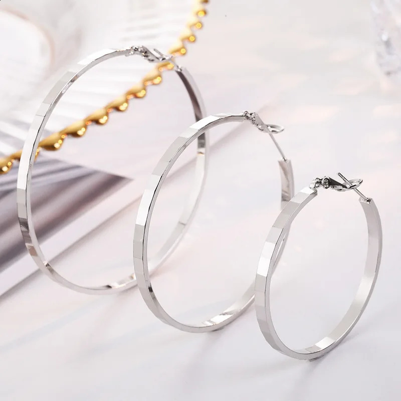 925 Silver Needle Hoop Earrings for Women Hypoallergenic Lightweight Large Silver Earrings Big Hoops Jewelry Gifts40/50/60mm 241224