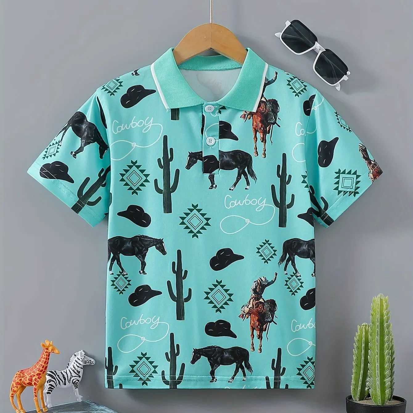 Childrens Polo Fashion 3D Printing Leisure Holiday Sled Boys Shirt Top Summer and Spring Outdoor Boys Polo Shirt Clothing W241223