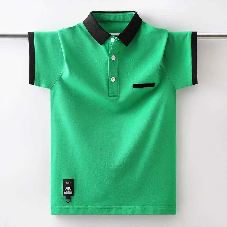 2025 New Boys Polo Shirt Summer Childrens Short Sleeve Top Childrens Cotton T-shirt 5 6 8 10 12 14 Year Old Youth Clothing W241223