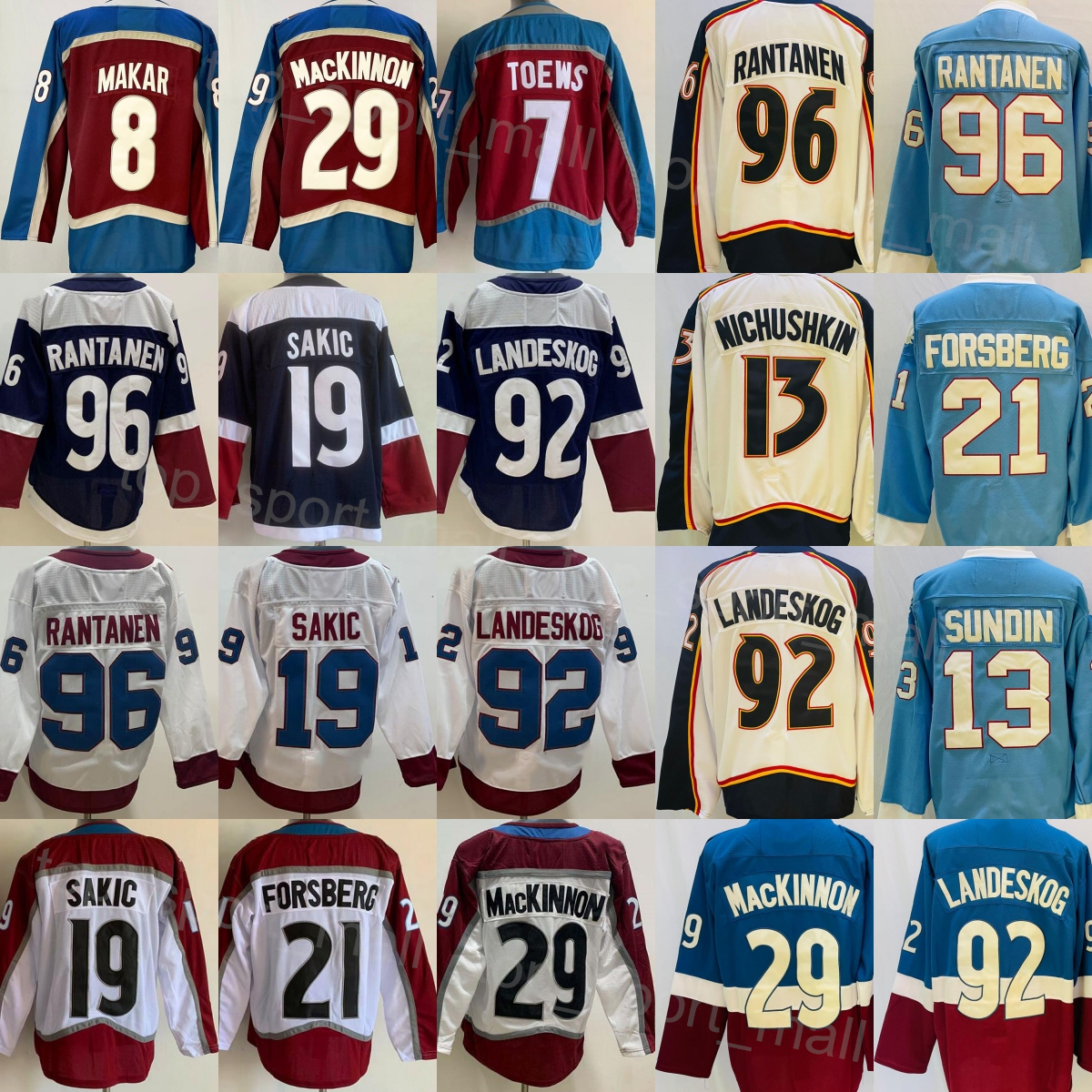 Man's Ice Hockey 29 Nathan MacKinnon Jerseys Reverse Retro 8 Cale Makar 96 Mikko Rantanen 92 Gabriel Landeskog 19 Joe Sakic 7 Devon Toews 21 Peter Forsberg Stadium
