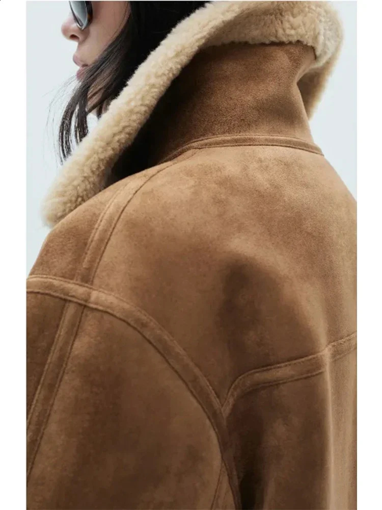 Fashion Long Sleeve Basic Coat Women Casual Lapel Zipper Lamb Wool Warm Jacket Autumn Winter Lady Commuting Outerwear 241217